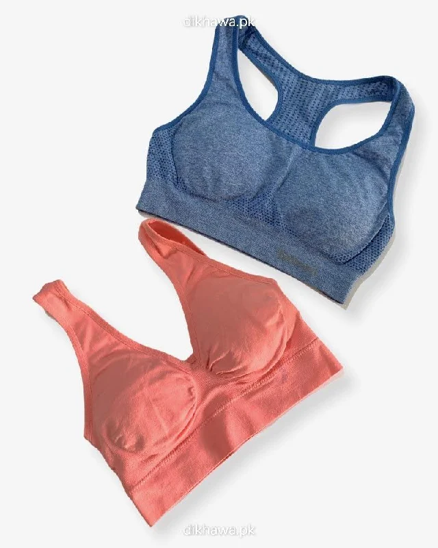 Soft cup bras for women who want a comfortable fit for reconstructing living routines-Aire Bra Stretchable Non Wired & Single Padded  Ladies Jogging Bra Imported Stocklot Branded Sports Bra