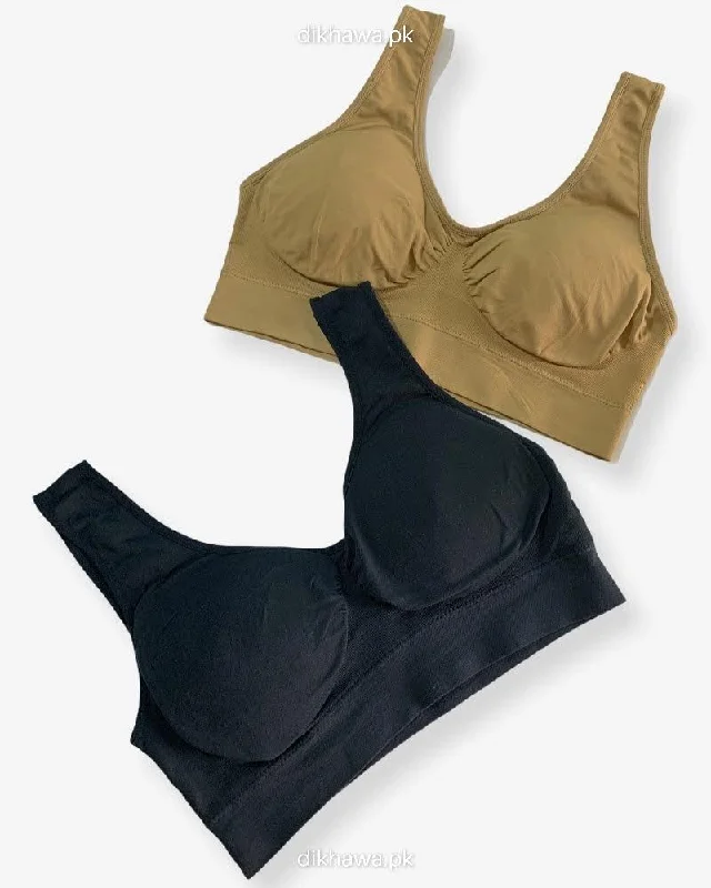 Non wired bras for women who prefer a comfortable fit for rebuilding living practices-Aire Bra Stretchable Non Wired & Single Padded  Ladies Jogging Bra Imported Stocklot Branded Sports Bra