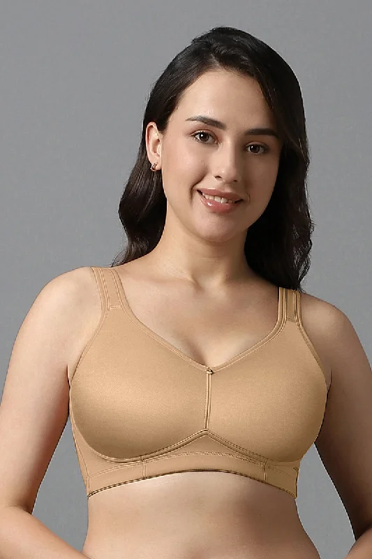 Seamless bras for smooth under dresses-Airy Padded Non-wired Support Bra - Sandalwood Seamless bras for smooth under dresses-Airy Padded Non-wired Support Bra - Sandalwood