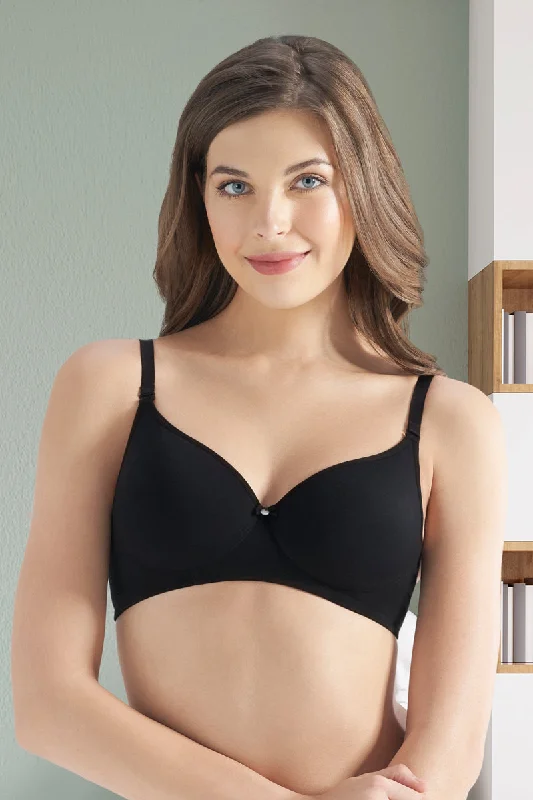 Maternity bras for breastfeeding mothers-All Day Smooth Comfort Padded & Non-wired Bra - Black