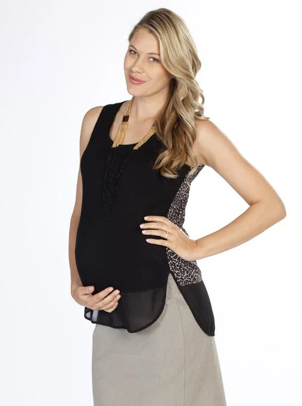 Maternity bras suitable for women with different skin types and sensitivities during postpartum-Semi Sheer Chiffon Tank Top - Leopard