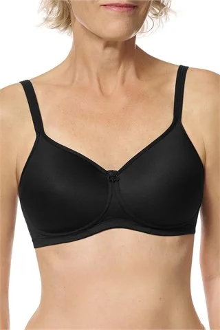 Comfortable bras for women with sensitive skin-Amoena Mara Padded Wire-Free Bra - Black