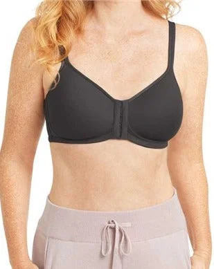 Breathable sports bras for running-Amoena Mara Wire-free Front-Closure Padded Bra - Dark Grey Breathable sports bras for running-Amoena Mara Wire-free Front-Closure Padded Bra - Dark Grey