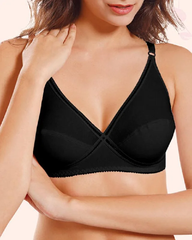 Non wired bras for women who need a comfortable fit for hiking-Angel Bra - Flourish - Black Non wired bras for women who need a comfortable fit for hiking-Angel Bra - Flourish - Black