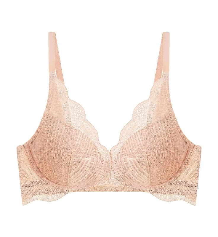 Supportive bras for elderly women-AQUA SHAN WIREFREE PUSH UP PLUNGE BRA