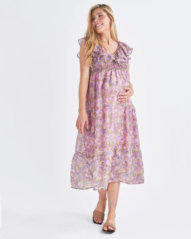 Maternity bras suitable for women with back problems and support during postpartum recovery and breastfeeding-Daphne Reversible Maternity Baby Shower Dress in Lilac Floral Maternity bras suitable for women with back problems and support during postpartum recovery and breastfeeding-Daphne Reversible Maternity Baby Shower Dress in Lilac Floral