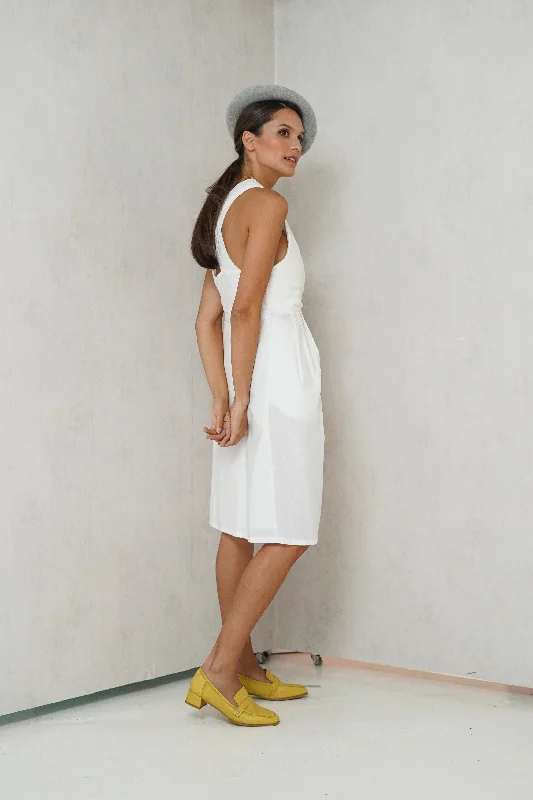 Nursing bras with a focus on style and fashion for casual outings and everyday wear during breastfeeding-Avery Overlap Nursing Dress (Eggshell) Nursing bras with a focus on style and fashion for casual outings and everyday wear during breastfeeding-Avery Overlap Nursing Dress (Eggshell)