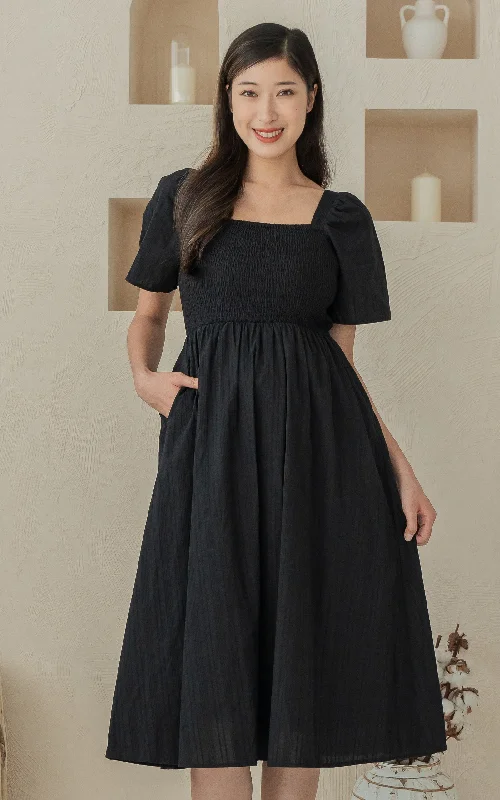 Nursing bras with a focus on discreet nursing in public-[BACKORDER] Eden Lines Nursing Dress in Black