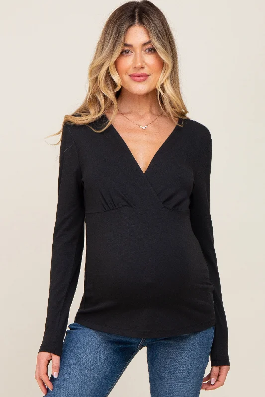 Maternity bras designed for women with sensitive nipples and support-Black Bravado Designs Long Sleeve Nursing Top Maternity bras designed for women with sensitive nipples and support-Black Bravado Designs Long Sleeve Nursing Top