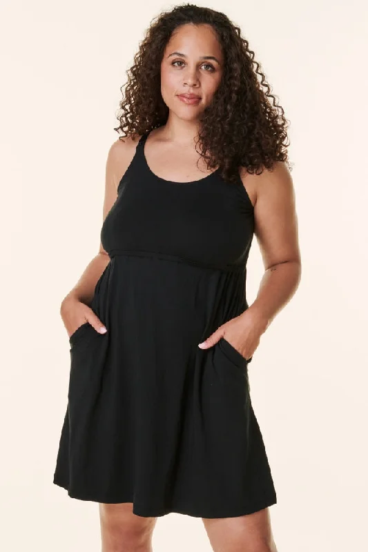 Maternity bras with a focus on adaptability during body changes-Black Bravado Drop Front Nursing Maternity Dress