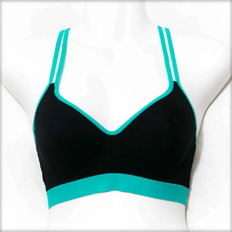Soft cup bras for women who want a comfortable fit for serene living routines-Black & Sea Green Sports Bra Soft cup bras for women who want a comfortable fit for serene living routines-Black & Sea Green Sports Bra