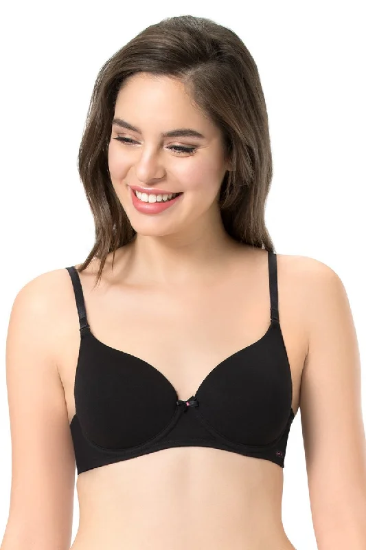 Soft cotton bras for sensitive skin-every de Carefree Padded Wired Confidence T-Shirt Bra - Black