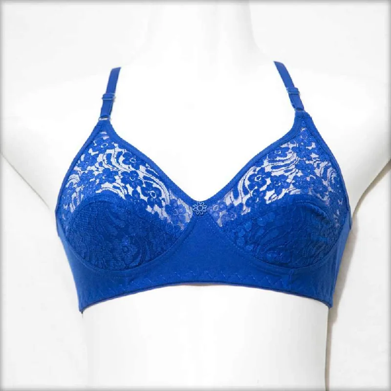 Non wired bras for women who prioritize comfort during eco-friendly wellness routines-Blue Non Padded Net Bra Non wired bras for women who prioritize comfort during eco-friendly wellness routines-Blue Non Padded Net Bra