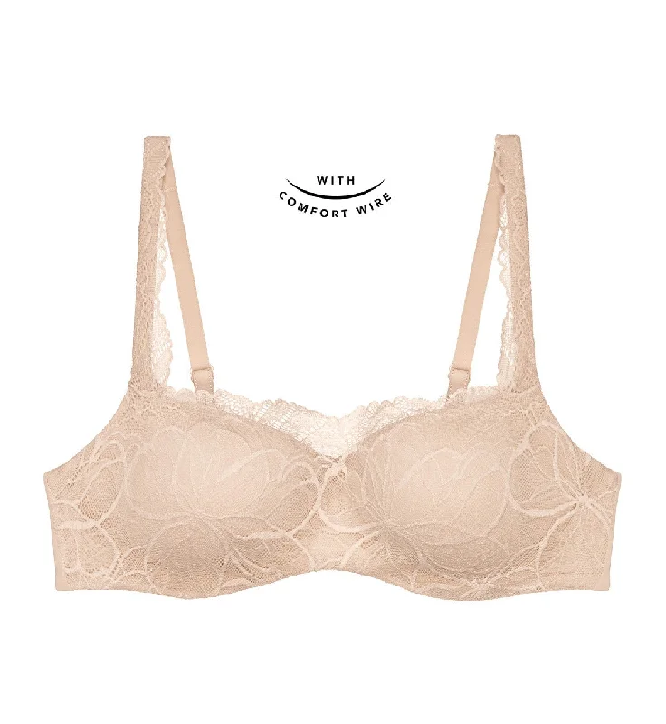 Women's bras with no seams-BODY MAKE UP ILLUSION LACE BALCONETTE BRA