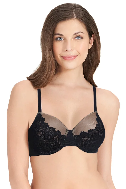 Padded bras for shaping and comfort-Bonded Luxury Padded Wired Lace Bra - Black-Hazelnut Padded bras for shaping and comfort-Bonded Luxury Padded Wired Lace Bra - Black-Hazelnut