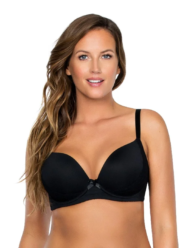 Women's bras with adjustable band size-Casey Plunge Molded Bra - Black - 2801