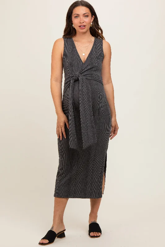 Maternity bras suitable for women with different cup sizes and support during postpartum-Charcoal Ribbed Wrap Maternity Midi Dress Maternity bras suitable for women with different cup sizes and support during postpartum-Charcoal Ribbed Wrap Maternity Midi Dress
