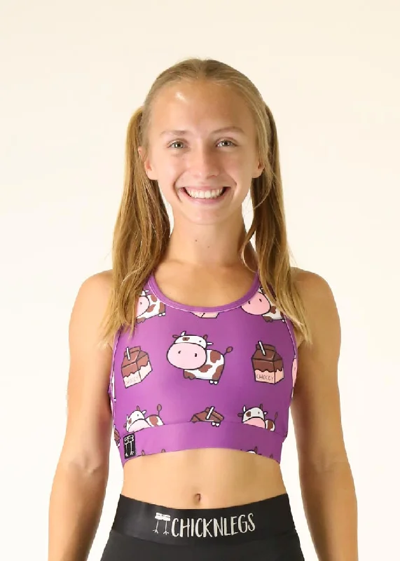 Women’s workout sports bras for gym-Choccy Cows OG Sports Bra