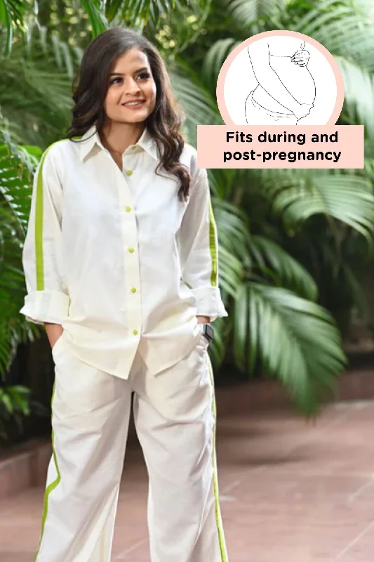 Nursing bras designed for active lifestyles and workouts-Classic Ivory Maternity & Nursing Coord Set (Cotton Linen) (2 pc)