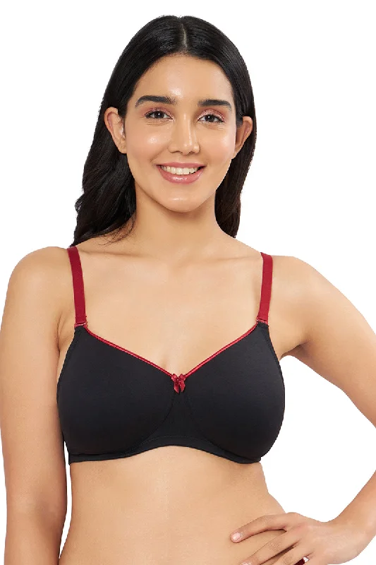 Wireless bras for everyday comfort-Comfort Dream Padded Non-wired T-shirt Bra - Black & Henna Wireless bras for everyday comfort-Comfort Dream Padded Non-wired T-shirt Bra - Black & Henna