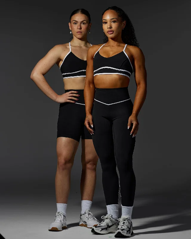Sports bras for extreme physical activity-Contrast Sports Bra - Black-White