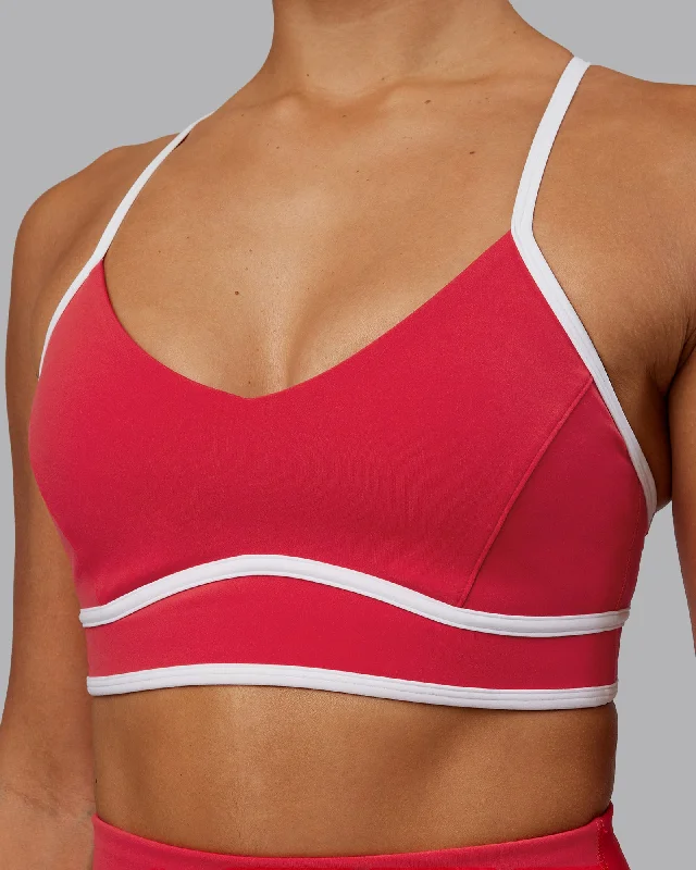 High-impact sports bras for athletes-Contrast Sports Bra - Scarlet-White