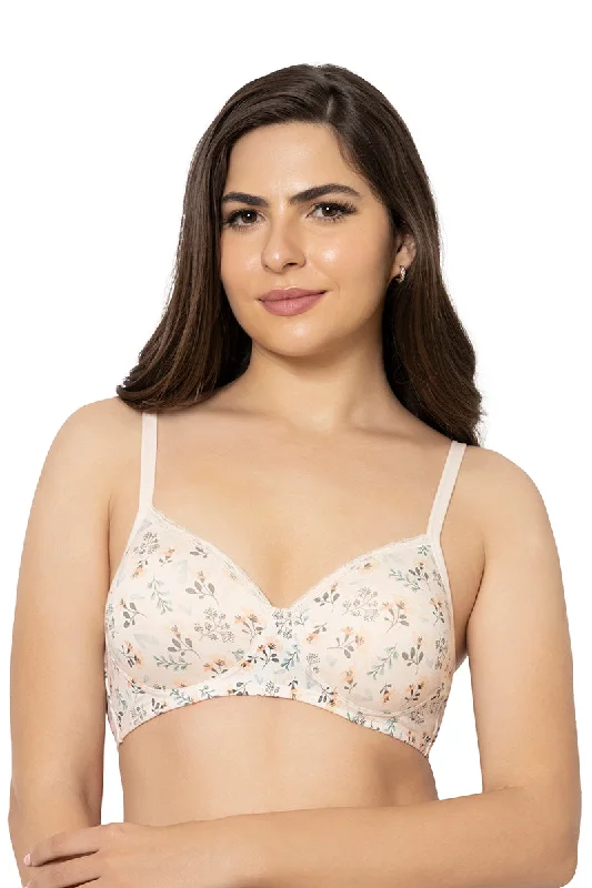 Plunge bras for deep necklines-Cotton Casuals Padded Non-Wired Printed T-Shirt Bra - Cotton Bloom Print Plunge bras for deep necklines-Cotton Casuals Padded Non-Wired Printed T-Shirt Bra - Cotton Bloom Print