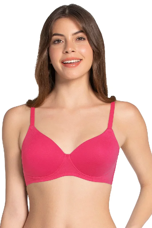 Longline bras for smooth look-Cotton Dream Padded Non Wired T-shirt Bra - Azalea
