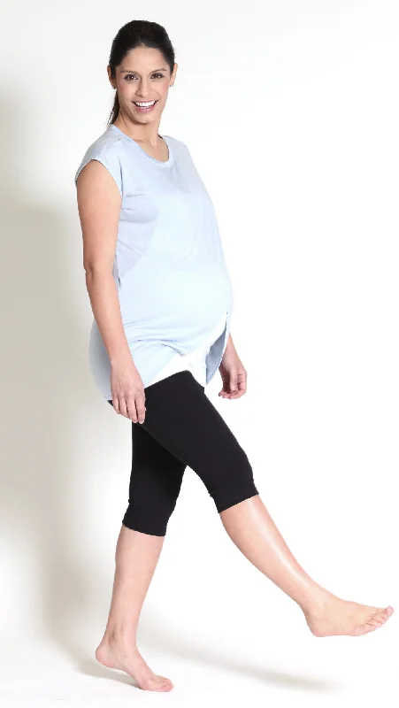 Nursing bras with a focus on comfort during long drives and road trips with a baby during breastfeeding-Maternity 3/4 Cotton Leggings