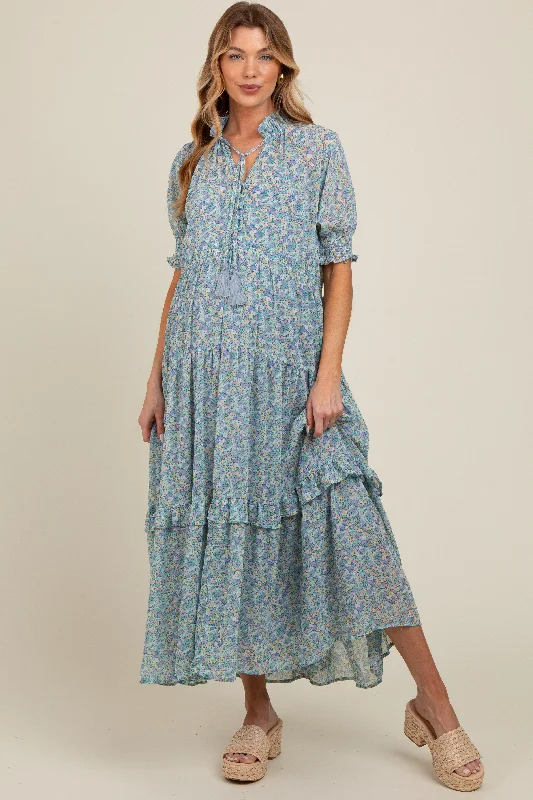 Maternity bras suitable for women with larger busts and extra support during postpartum recovery and breastfeeding-Cream Floral Chiffon Button Front Tiered Maternity Midi Dress Maternity bras suitable for women with larger busts and extra support during postpartum recovery and breastfeeding-Cream Floral Chiffon Button Front Tiered Maternity Midi Dress