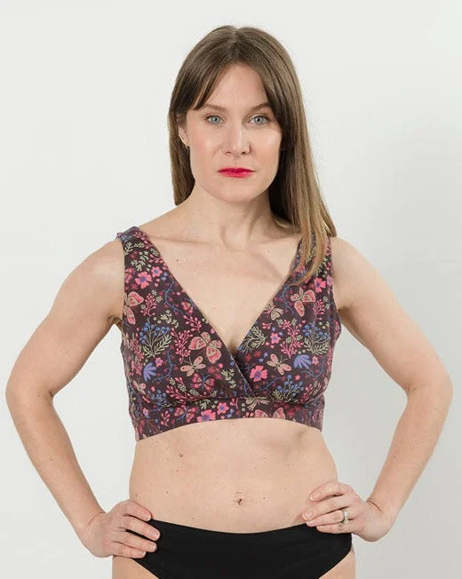 Nursing bras with removable pads for convenience-Cross-Front Pull-Over Nursing & Maternity Bralette - Flower Child Nursing bras with removable pads for convenience-Cross-Front Pull-Over Nursing & Maternity Bralette - Flower Child