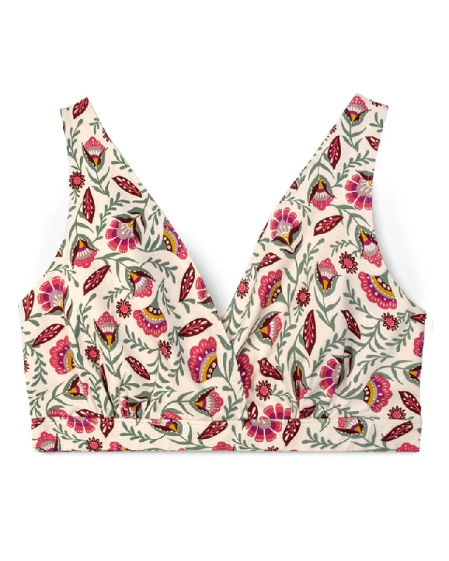 Soft cup nursing bras for gentle support-Cross-Front Pull-Over Nursing & Maternity Bralette - Folk Floral Soft cup nursing bras for gentle support-Cross-Front Pull-Over Nursing & Maternity Bralette - Folk Floral