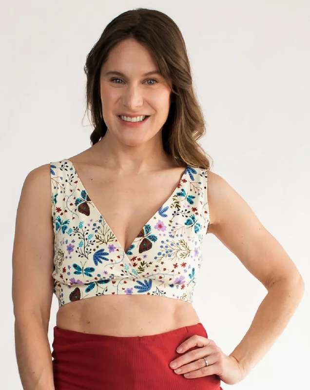 Nursing bras with a focus on comfort during cold winter months and indoor activities with a baby during breastfeeding-Full Coverage Cross-Front Pull-Over Nursing & Maternity Bralette - Botanical Floral Nursing bras with a focus on comfort during cold winter months and indoor activities with a baby during breastfeeding-Full Coverage Cross-Front Pull-Over Nursing & Maternity Bralette - Botanical Floral