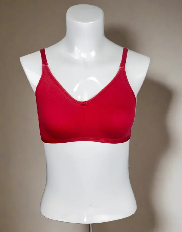 Feminine lace bras for sophisticated style-DOUBLE LAYERED NON-PADDED NON-WIRED MULTIWAY COTTON BRA-CHERRY Feminine lace bras for sophisticated style-DOUBLE LAYERED NON-PADDED NON-WIRED MULTIWAY COTTON BRA-CHERRY