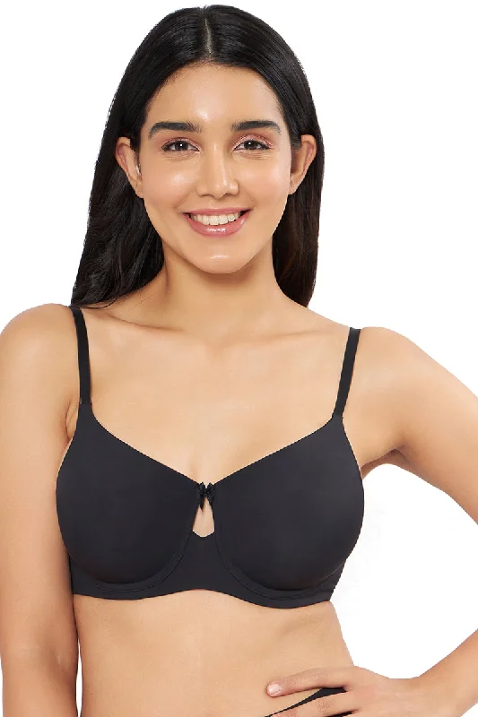 Nursing bras for quick breastfeeding access-Elegant Dream Padded Wired T-shirt Bra - Black Nursing bras for quick breastfeeding access-Elegant Dream Padded Wired T-shirt Bra - Black