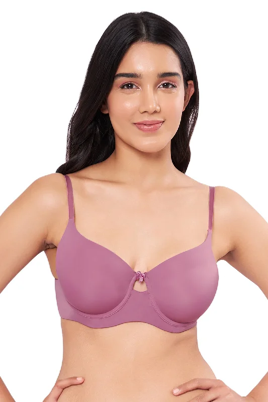 Cotton bralettes for all-day wear-Elegant Dream Padded Wired T-shirt Bra - Mellow Mauve Cotton bralettes for all-day wear-Elegant Dream Padded Wired T-shirt Bra - Mellow Mauve