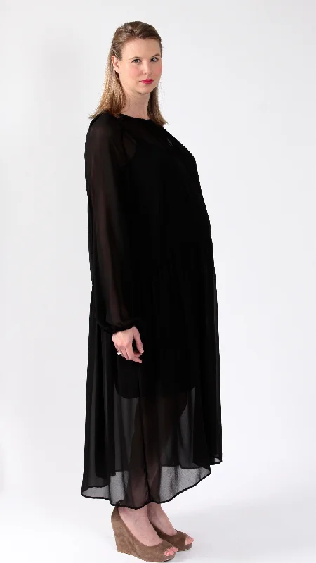 Nursing bras with a focus on comfort during long car rides and road trips-Elizabeth Drop Waist Maternity Chiffon Dress