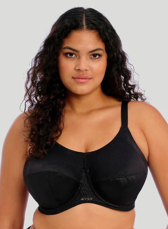 Sports bras for running and marathons-Elomi: Energise Sports Bra With J Hook Black