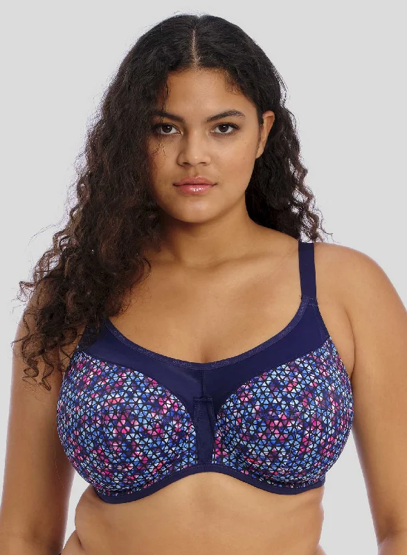 Soft-touch sports bras for comfort-Elomi: Energise Sports Bra With J Hook NavyGeo