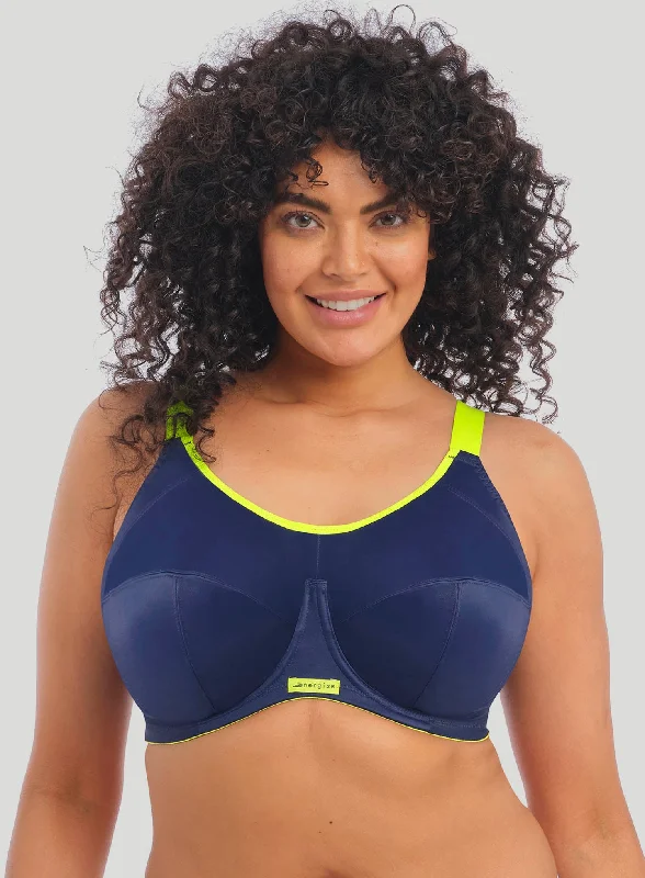 Sports bras with high impact support-Elomi: Energise Sports Bra With J Hook Navy