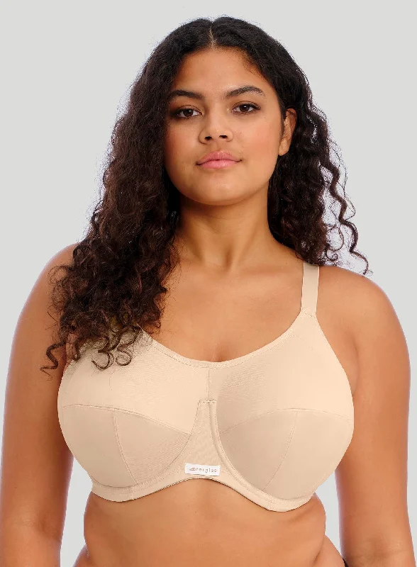 Sports bras for summer workout wear-Elomi: Energise Sports Bra With J Hook Nude