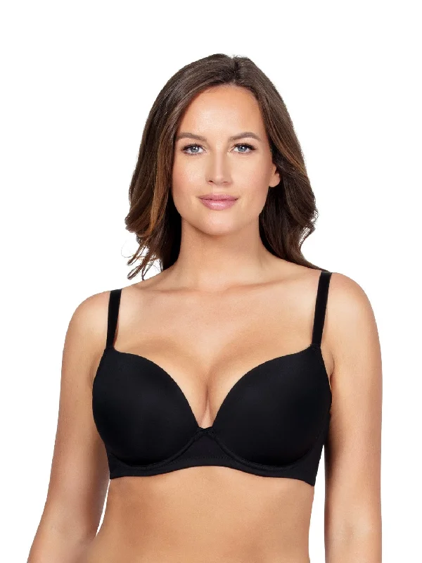 Seamless bras for smooth fit under clothes-Emma Plunge Molded Bra - Black - P5490