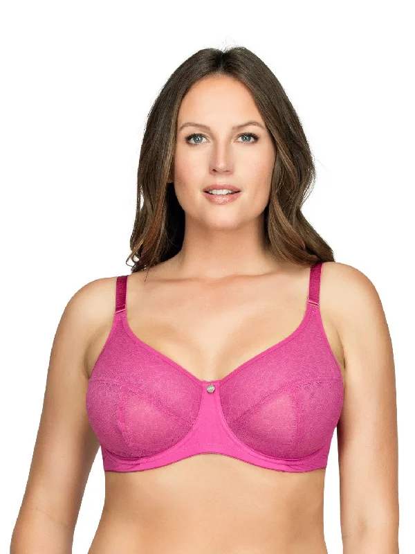 Lace-back bras for a sexy look-Enora Minimizer Bra - Raspberry - P5272