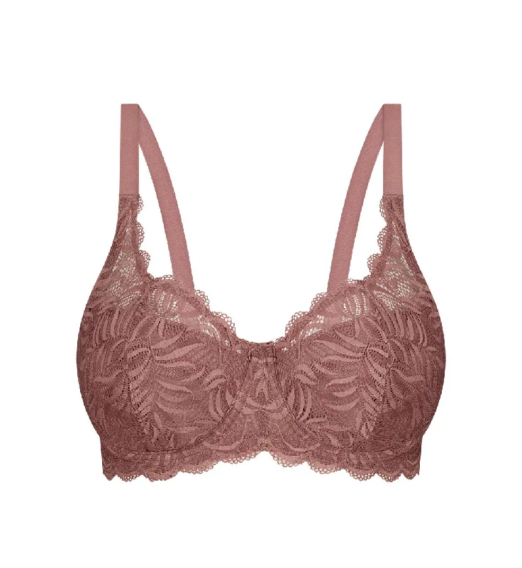 Wireless bras for larger breasts-ESSENTIAL LACE BALCONETTE PADDED BRA