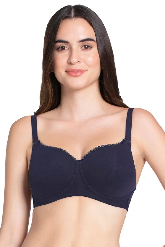 Best bras for posture correction-Essential Padded Wirefree Bra - Midnight Blue