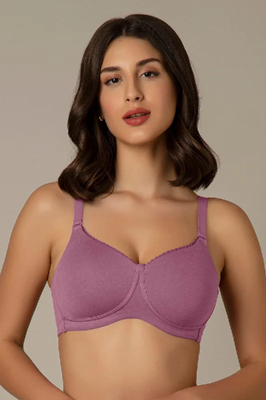 Cotton bras for comfort and breathability-Essential Padded Wirefree Bra - Mellow Mauve Cotton bras for comfort and breathability-Essential Padded Wirefree Bra - Mellow Mauve