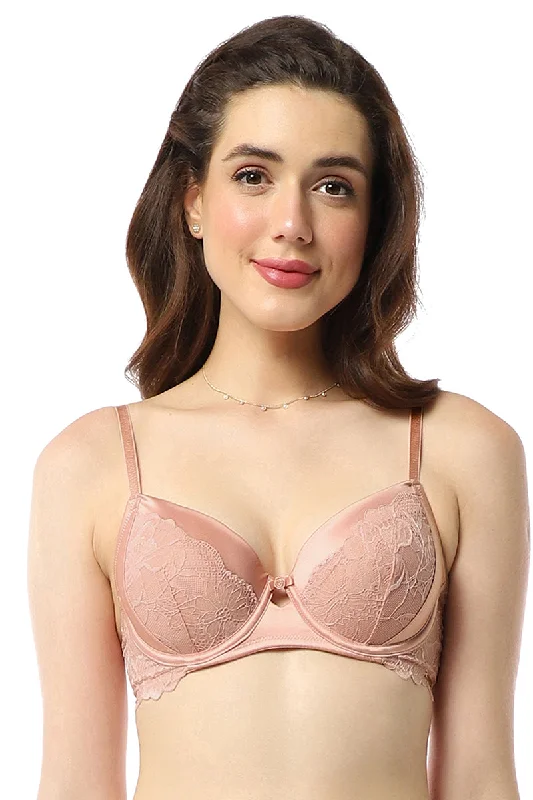 Longline bras for smooth look-Eternal Bliss Padded Wired Demi Bra - Mellow Rose