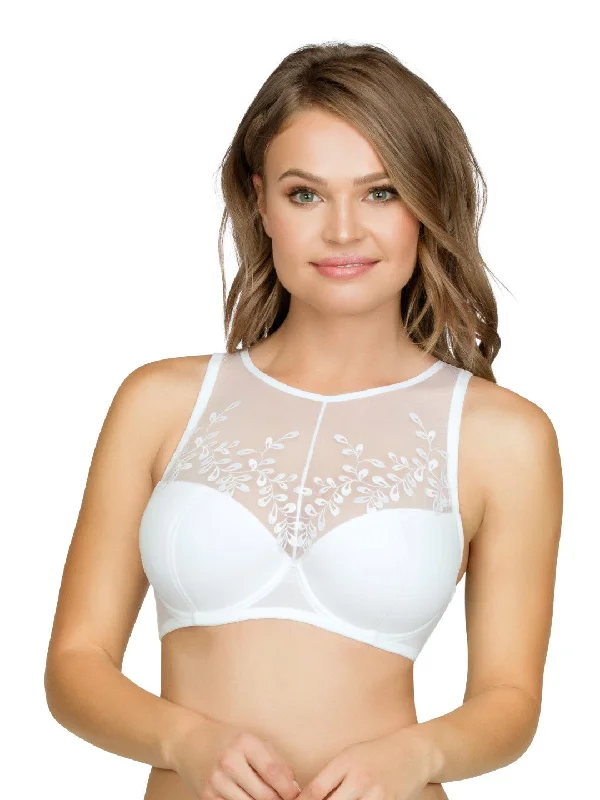 Lace-front bras for elegant style-Evoke Padded High Neck Bra - Ivory - A1581