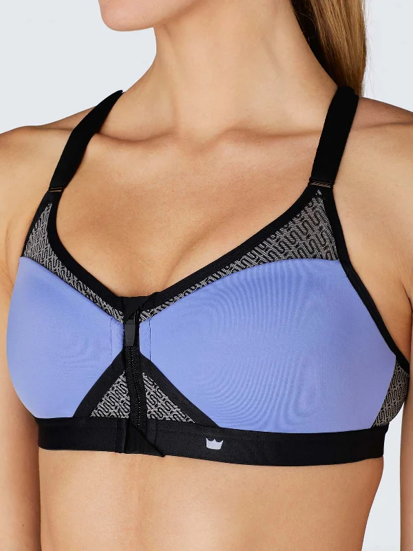 Sports bras for working out at the gym-Exhilarate Sports Bra - Pacific Blue & Black