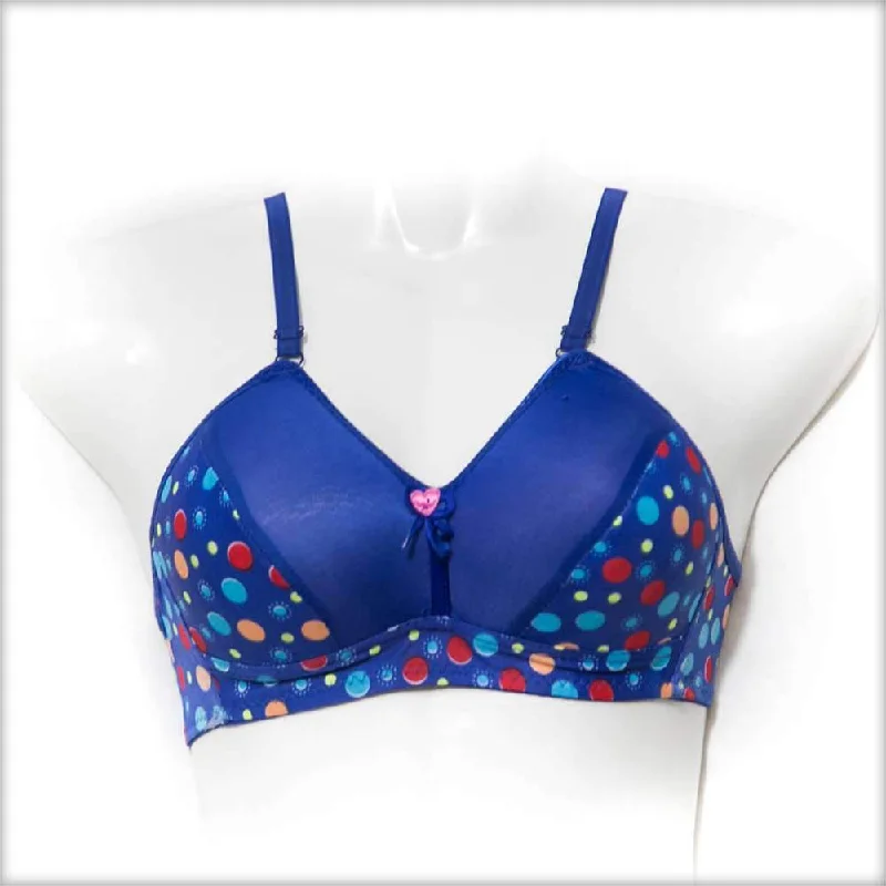 Wireless bras with a focus on comfort during emotional stability exercises-Fancy Multi Dotted Single Padded Bra - Blue Wireless bras with a focus on comfort during emotional stability exercises-Fancy Multi Dotted Single Padded Bra - Blue